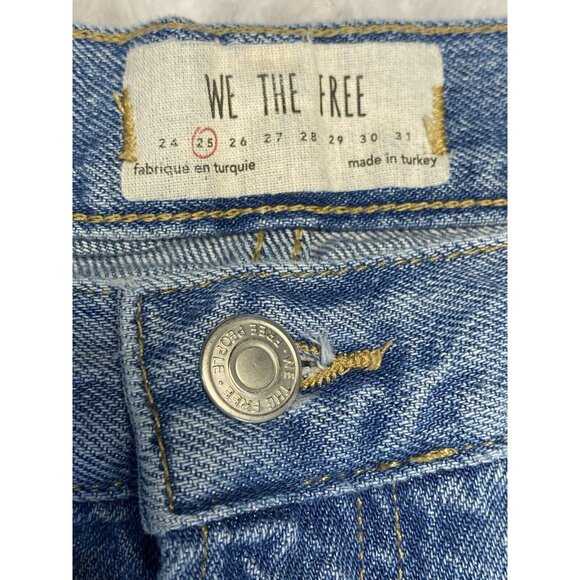 Free People Jeans Women's 25 Mid Rise Straight Leg Denim Distressed Button Fly - Picture 4 of 11